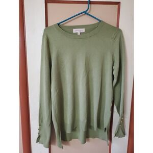 Philosophy Womens Green  Long Sleeve Front  Blouse Size L